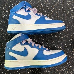 Nike Air Force One Mids. Worn twice. Colorway is military blue.
